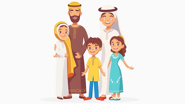 Photo a illustration of happy omani family