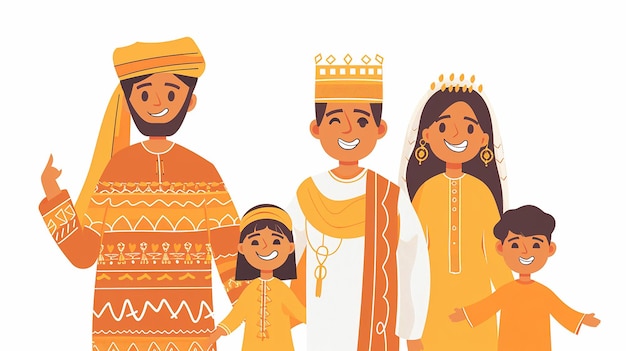 Photo a illustration of happy omani family