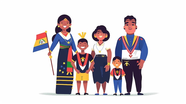 Photo a illustration of happy venezuela family