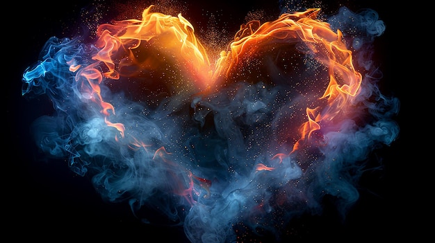 Illustration of Heart Made from Colorful Flames