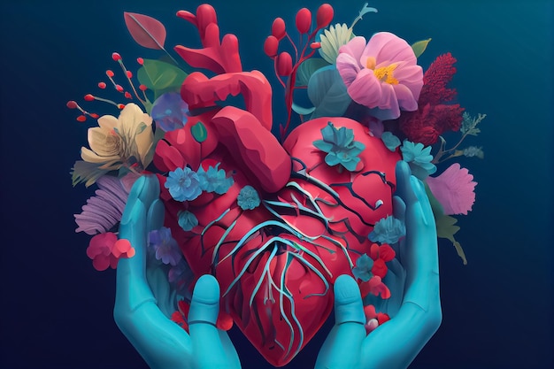 Illustration of heart spahe world health day and self care concept AI