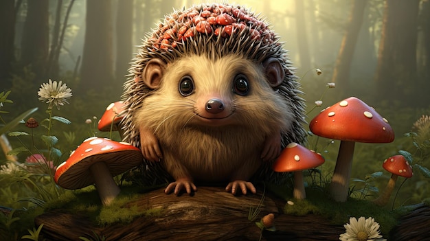 illustration of a hedgehog outdoors