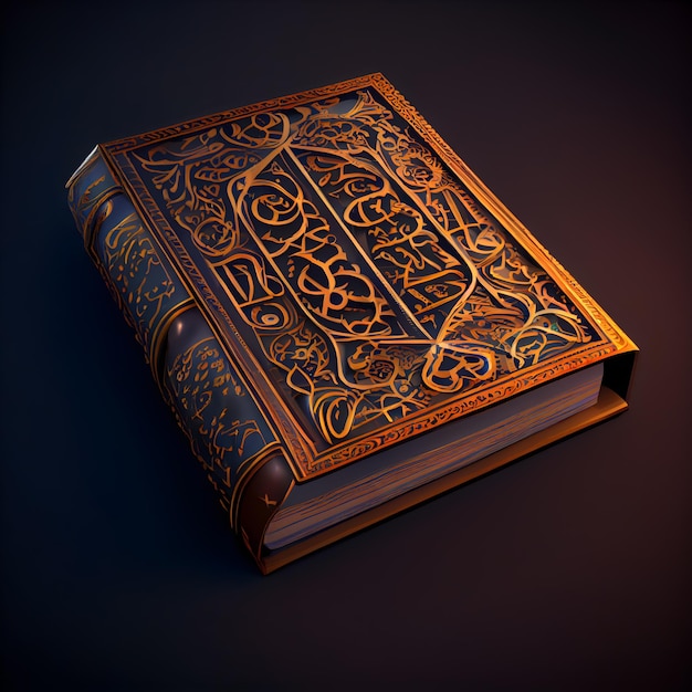 Illustration of holy book Quran on dark background Ramadan Kareem