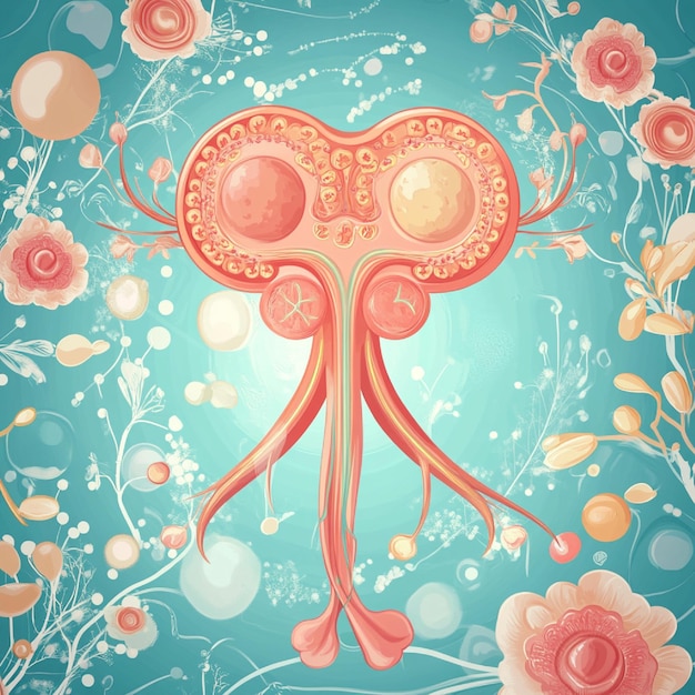 Illustration of hormonal changes and effects in conditions like PCOS and menopause