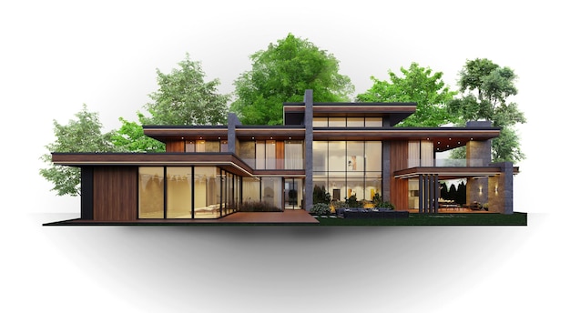 Illustration of a house on a white background. Modern luxury architecture. House on the background o