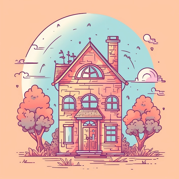 Photo illustration of a house with a tree on the front