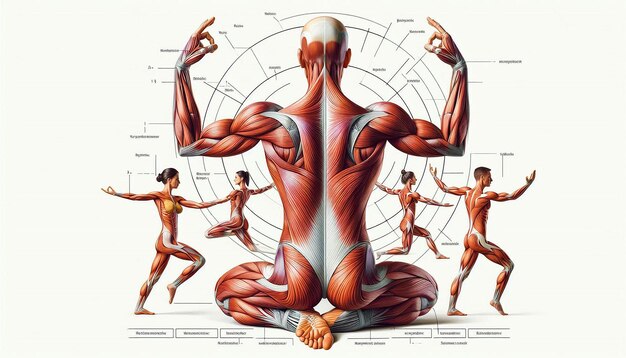 Photo an illustration of a human body with muscles labeled as the muscles of the body