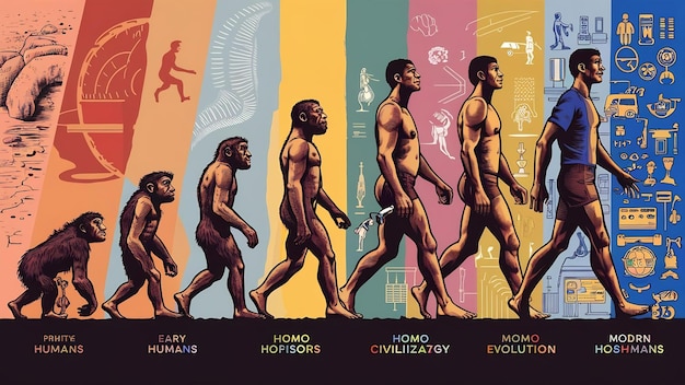 Illustration of human evolution