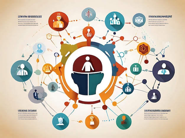 Photo an illustration of human resource management featuring elements of hr recruitment leadership