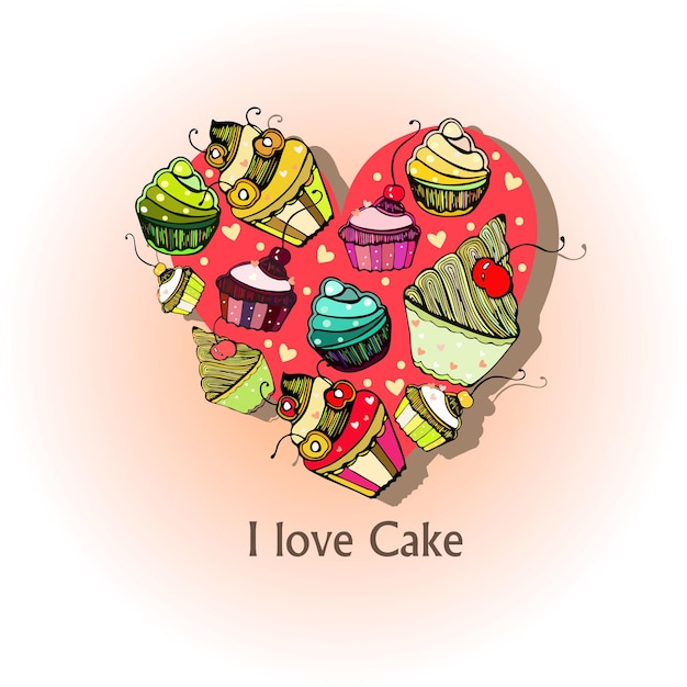 Illustration I love Cake