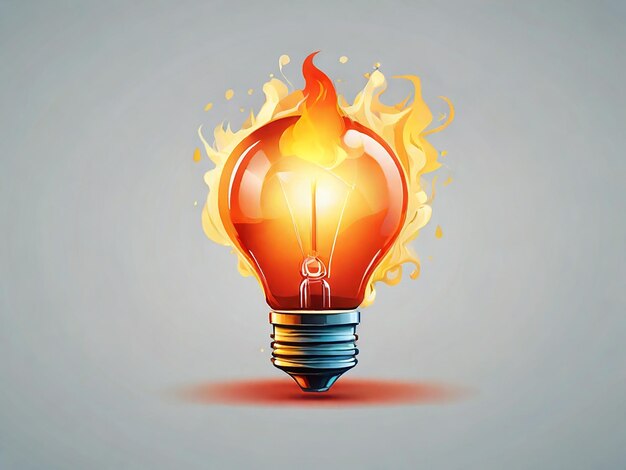 Illustration of an idea depicted in the form of a burning light bulb