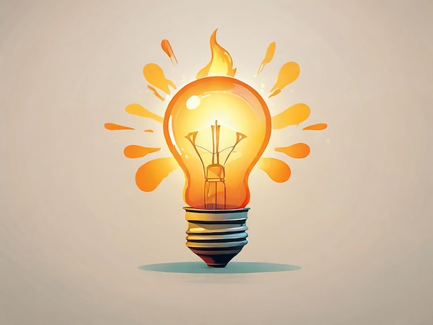 Illustration of an idea depicted in the form of a burning light bulb