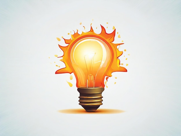 Illustration of an idea depicted in the form of a burning light bulb