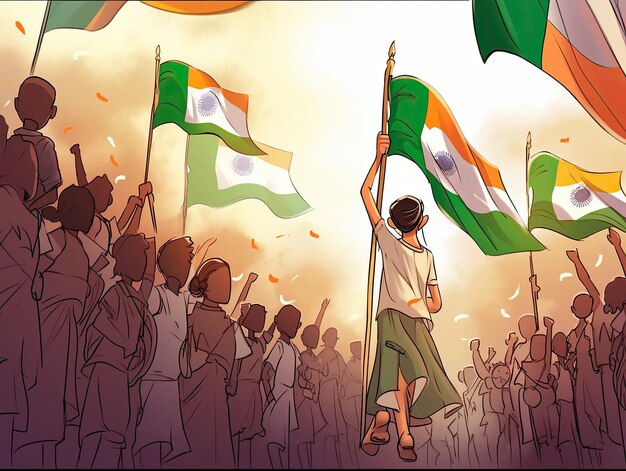 Photo illustration india independence day in green