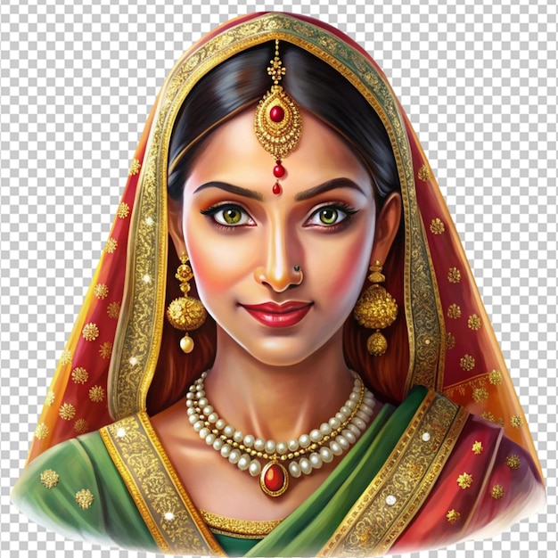 illustration of Indian woman with traditional outfit