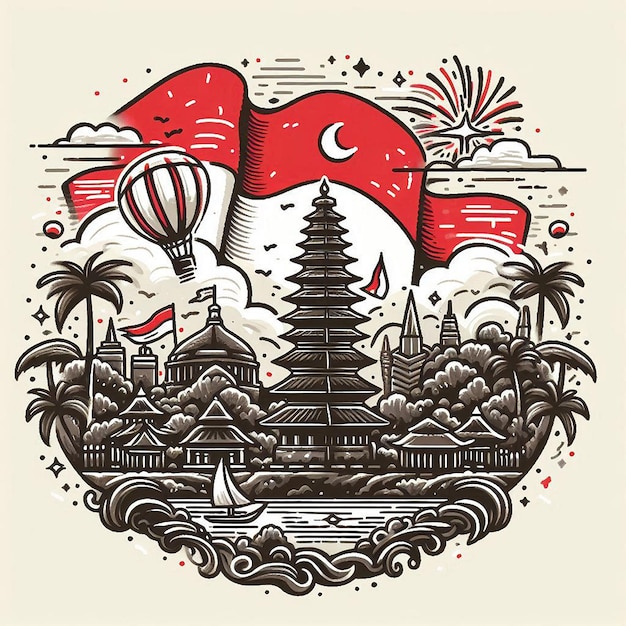 Photo illustration for indonesia independence day celebration