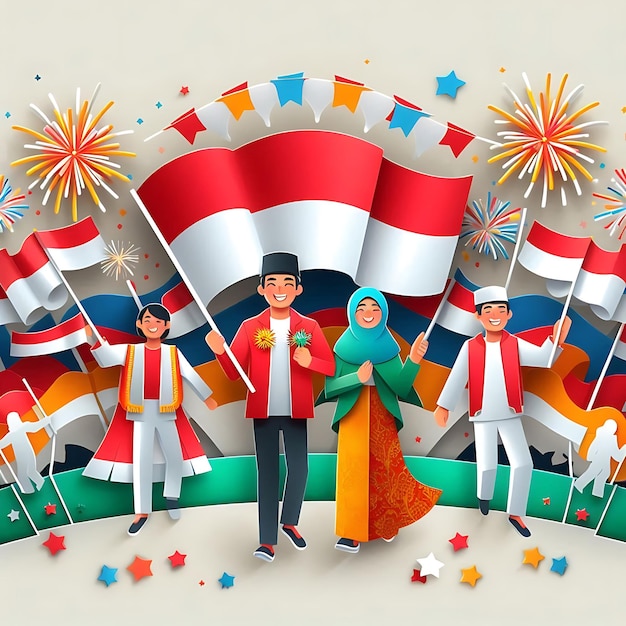 Photo illustration for indonesia independence day celebration