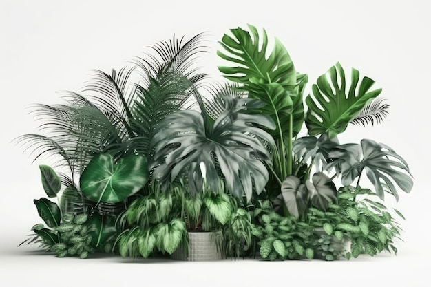 Illustration of indoor potted plants arranged on a table Generative AI