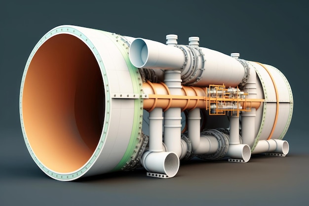 Illustration of Industrial pipe section of a gas pressure pipeline Energy and fuel transportation AI generative