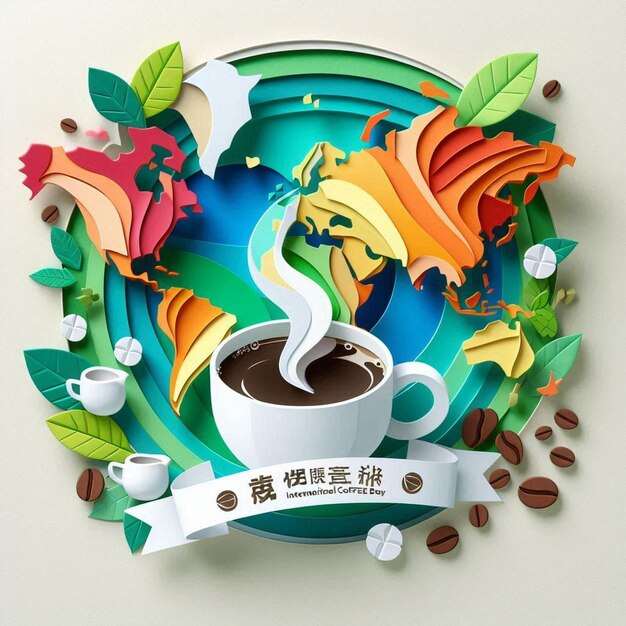 Photo illustration for international coffee day coffee day art coffeethemed illustration coffee artwork for celebration