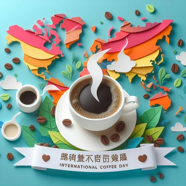 Photo illustration for international coffee day coffee day art coffeethemed illustration coffee artwork for celebration