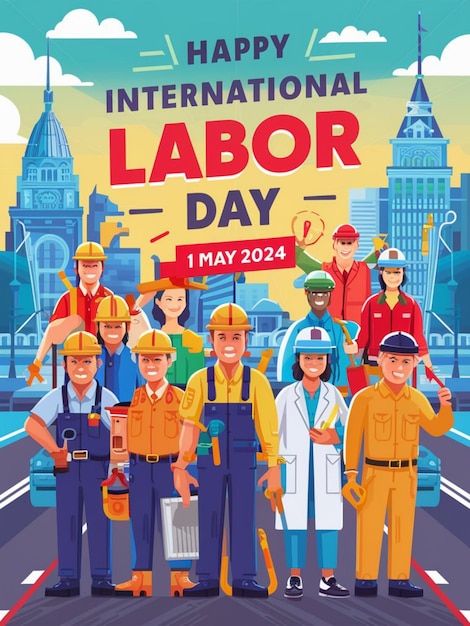 An illustration of international labor day celebrations