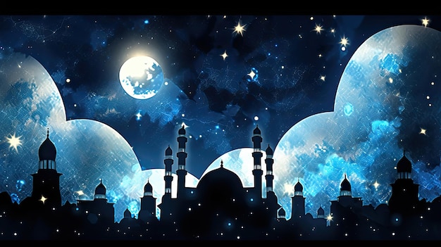 illustration Islamic New Year in blue