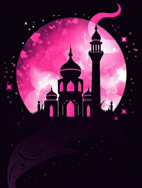 illustration Islamic New Year in pink