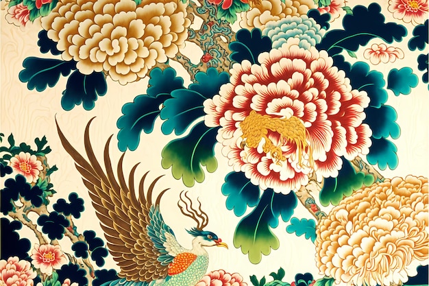 Illustration of japanese art pattern background, traditional and oriental culture design