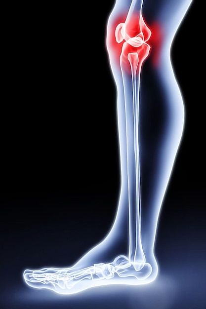 Illustration of knee joint pain in adult