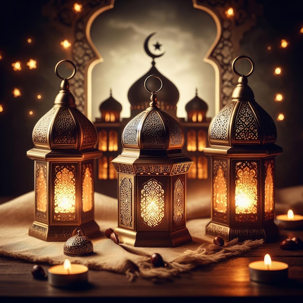 Illustration lantern ramadan islamic background