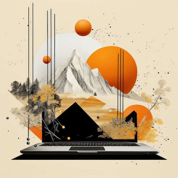 illustration of a laptop collage abstract