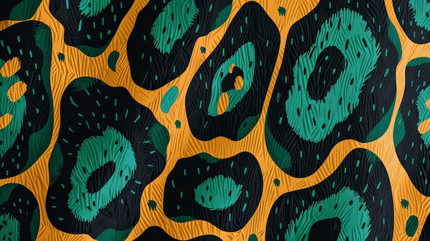 illustration of leopard print black and green closeup on surface