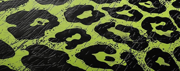 Photo illustration of leopard print black and green closeup on surface