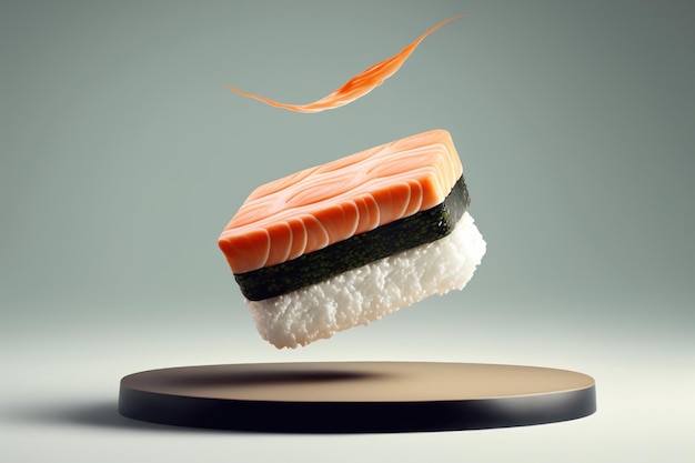 Illustration of levitating sushi AI generation