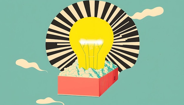 An illustration of a lightbulb with the word light on it