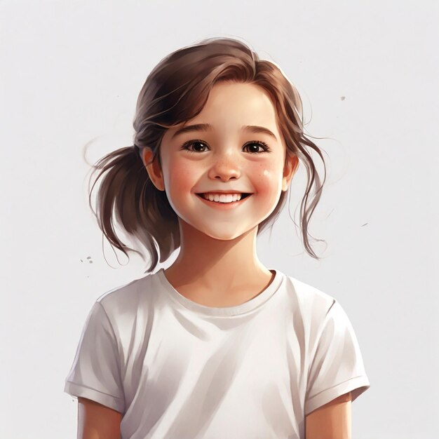 a illustration of Little girl with white tshirt