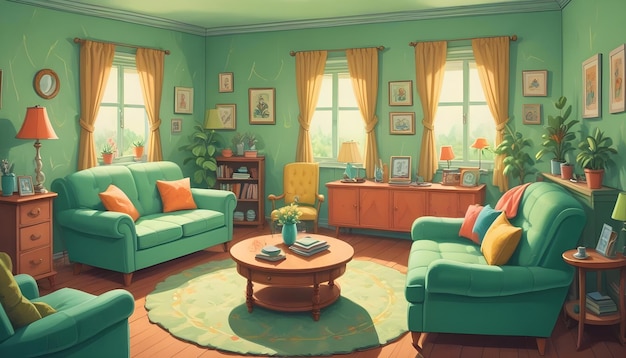 Illustration of the living room interior