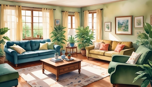 Illustration of the living room interior