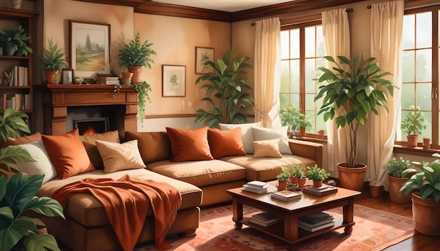 Illustration of the living room interior