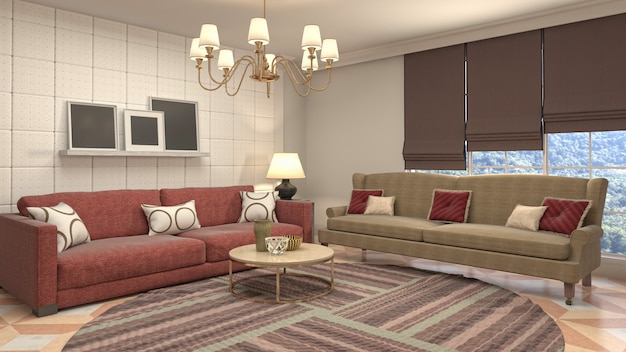 Illustration of the living room interior