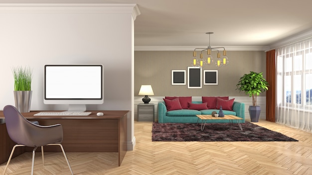 Illustration of the living room interior