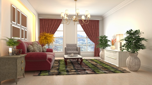 Illustration of the living room interior