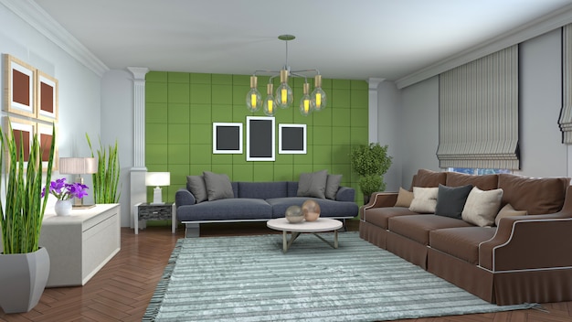 Illustration of the living room interior