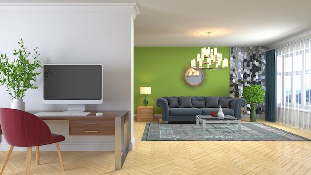 Illustration of the living room interior