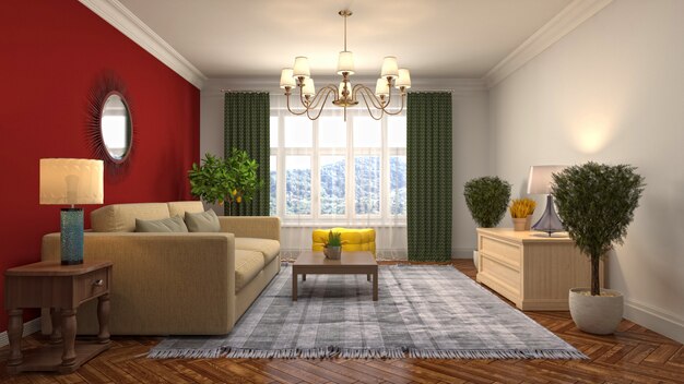 Illustration of the living room interior