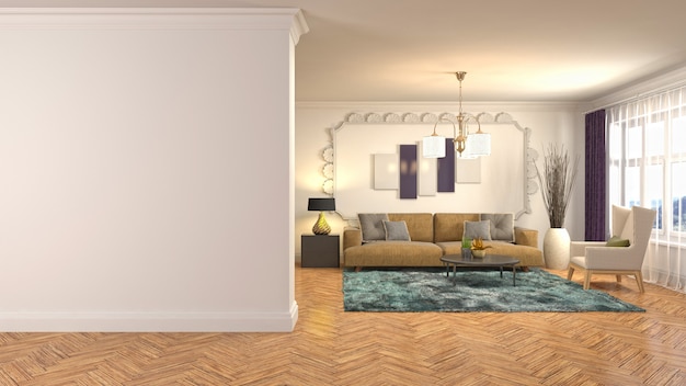 Illustration of the living room interior