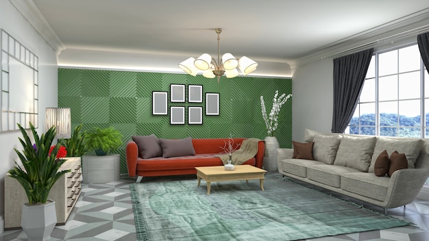 Illustration of the living room interior