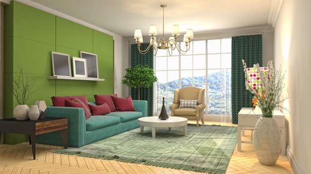 Illustration of the living room interior