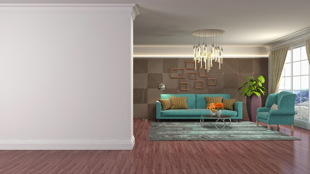 Illustration of the living room interior